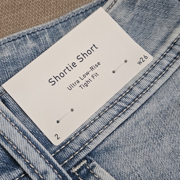 Hollister Shortie Short Ultra Low Rise Tight Fit Women's Light Blue Denim Shorts - Picture 2 of 11